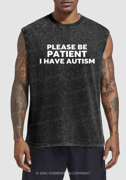 Please Be Patient I Have Autism Y2K Washed Tank Cherrykitten