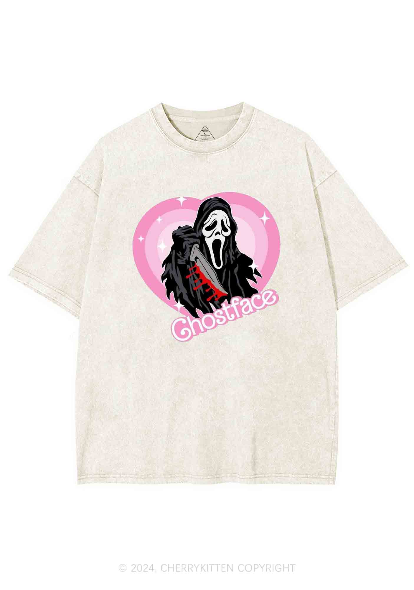 Halloween Pink Ghost Y2K Washed Tee Cherrykitten