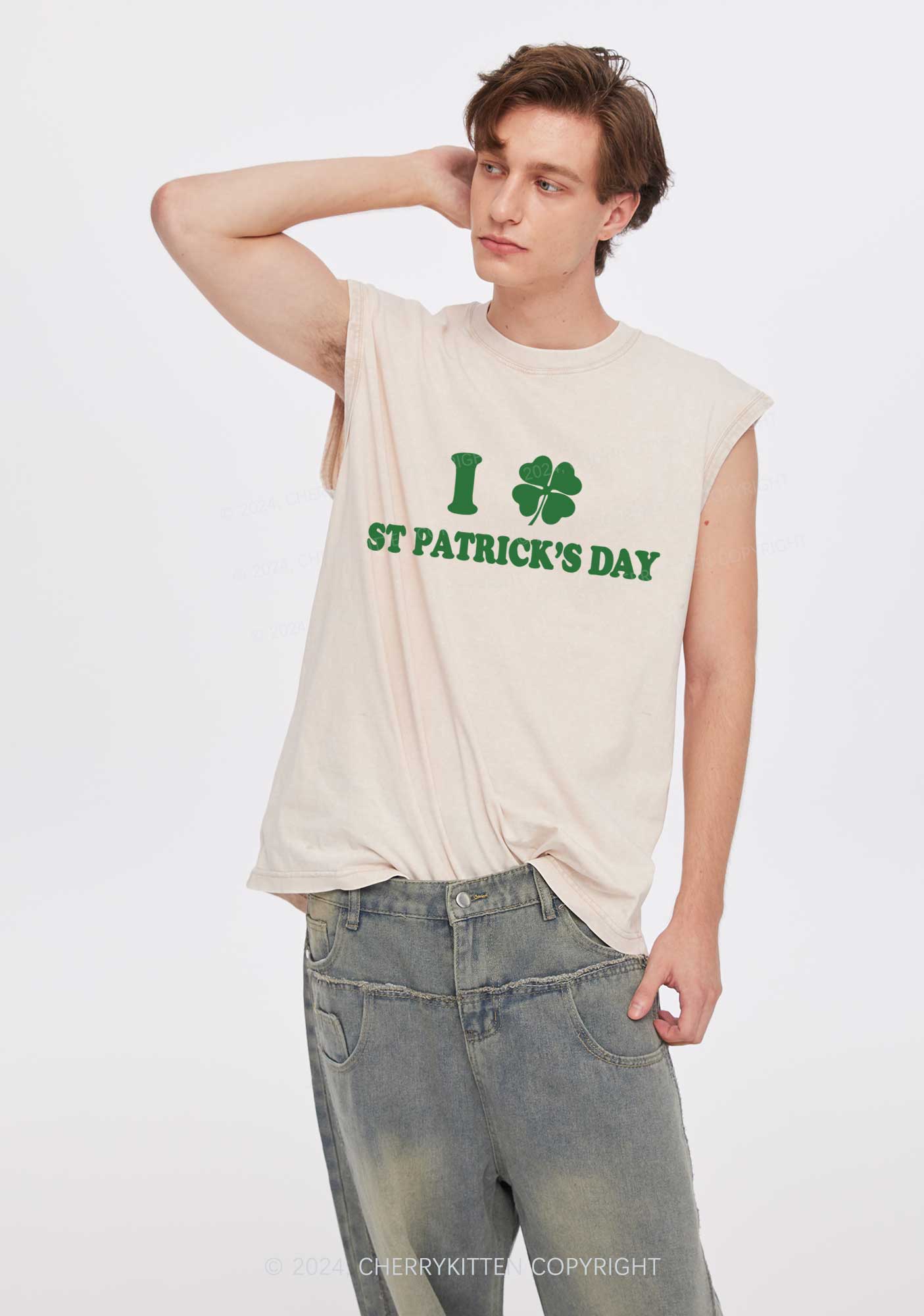 I Love St Patricks Y2K Washed Tank Cherrykitten