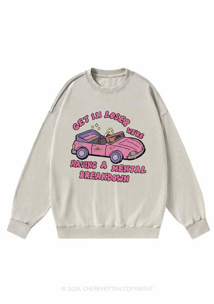 Get In The Car Y2K Washed Sweatshirts Cherrykitten