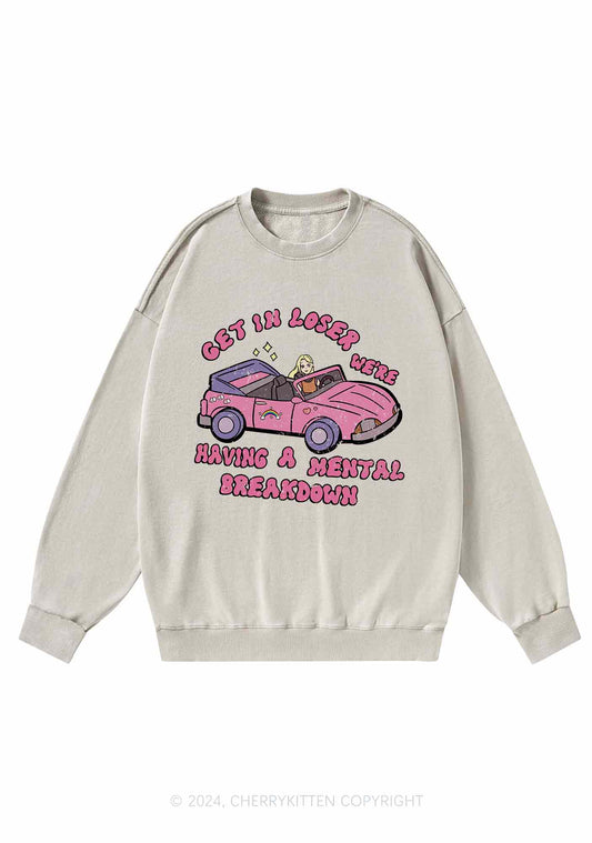 Get In The Car Y2K Washed Sweatshirts Cherrykitten