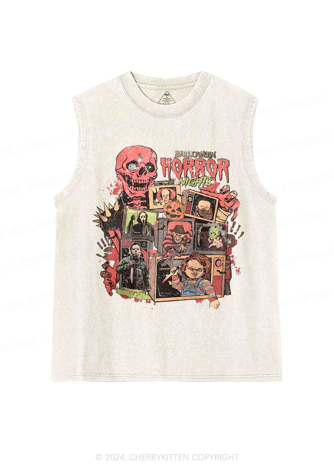 Halloween Horror Movies Characters Y2K Washed Tank Cherrykitten