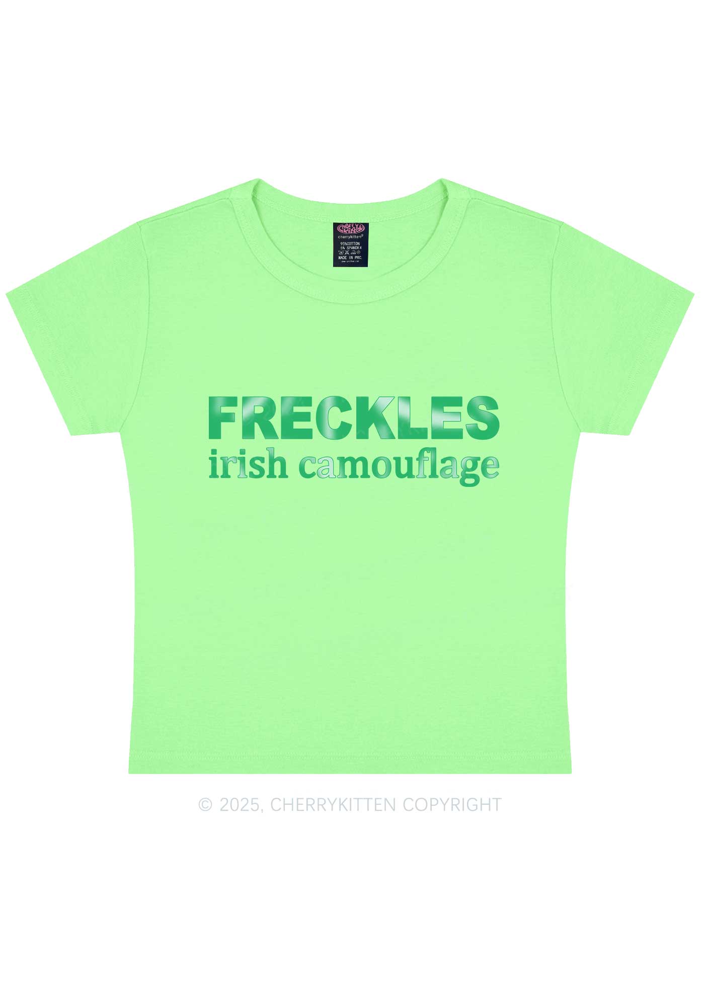 Freckles Irish Camouflage St Patricks Y2K Baby Tee Cherrykitten