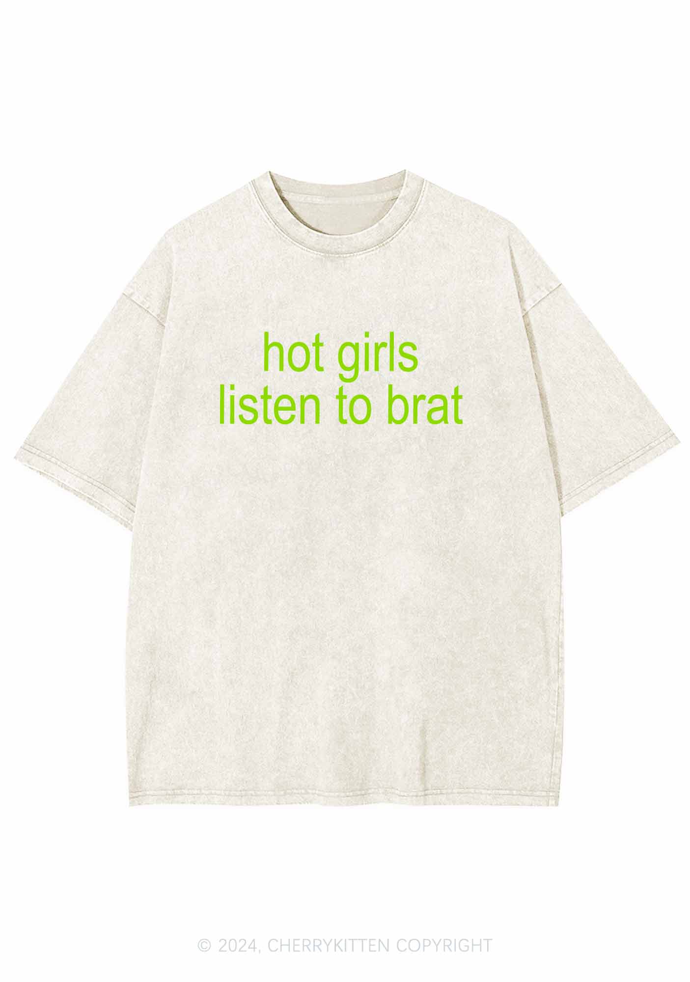 Hot Girls Listen To Brat Y2K Washed Tee Cherrykitten