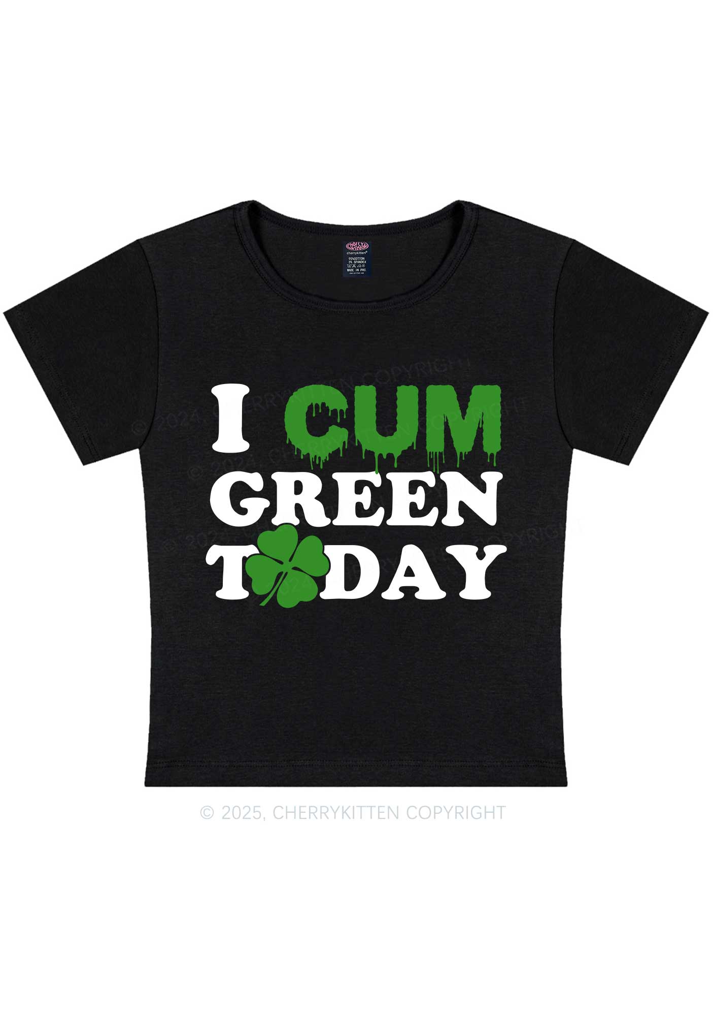 I Cxm Green Today St Patricks Y2K Baby Tee Cherrykitten