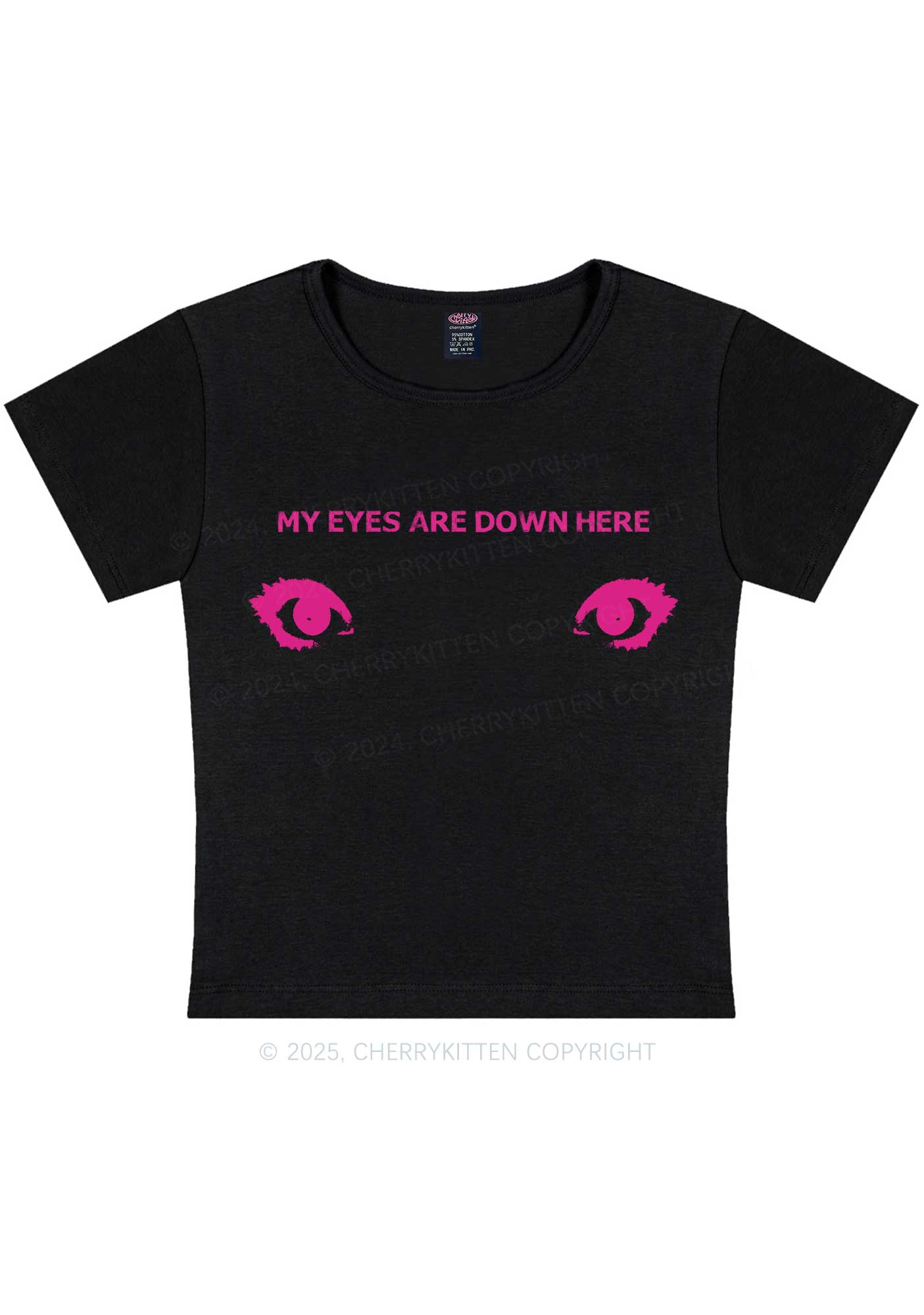 My Eyes Are Down Here Y2K Baby Tee Cherrykitten