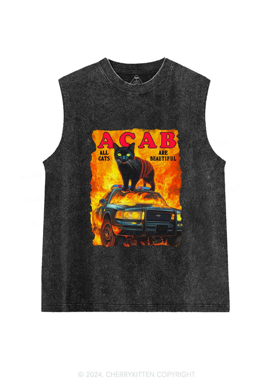 ACAB Beautiful Cats Y2K Washed Tank Cherrykitten