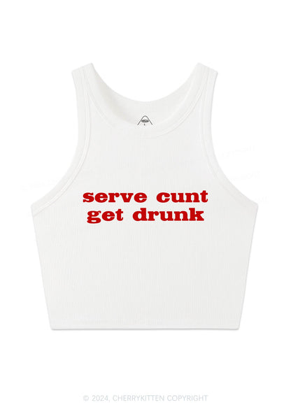 Serve Cxxt Get Drunk Y2K Crop Tank Top Cherrykitten