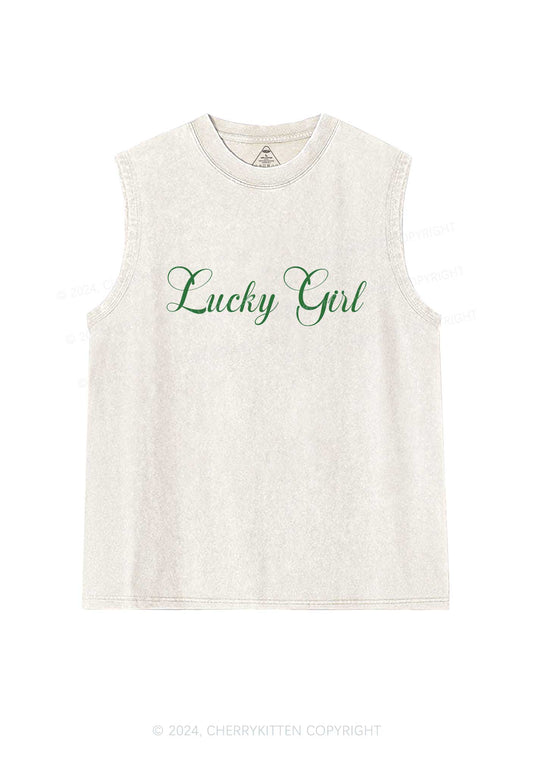 Lucky Girl St Patricks Y2K Washed Tank Cherrykitten