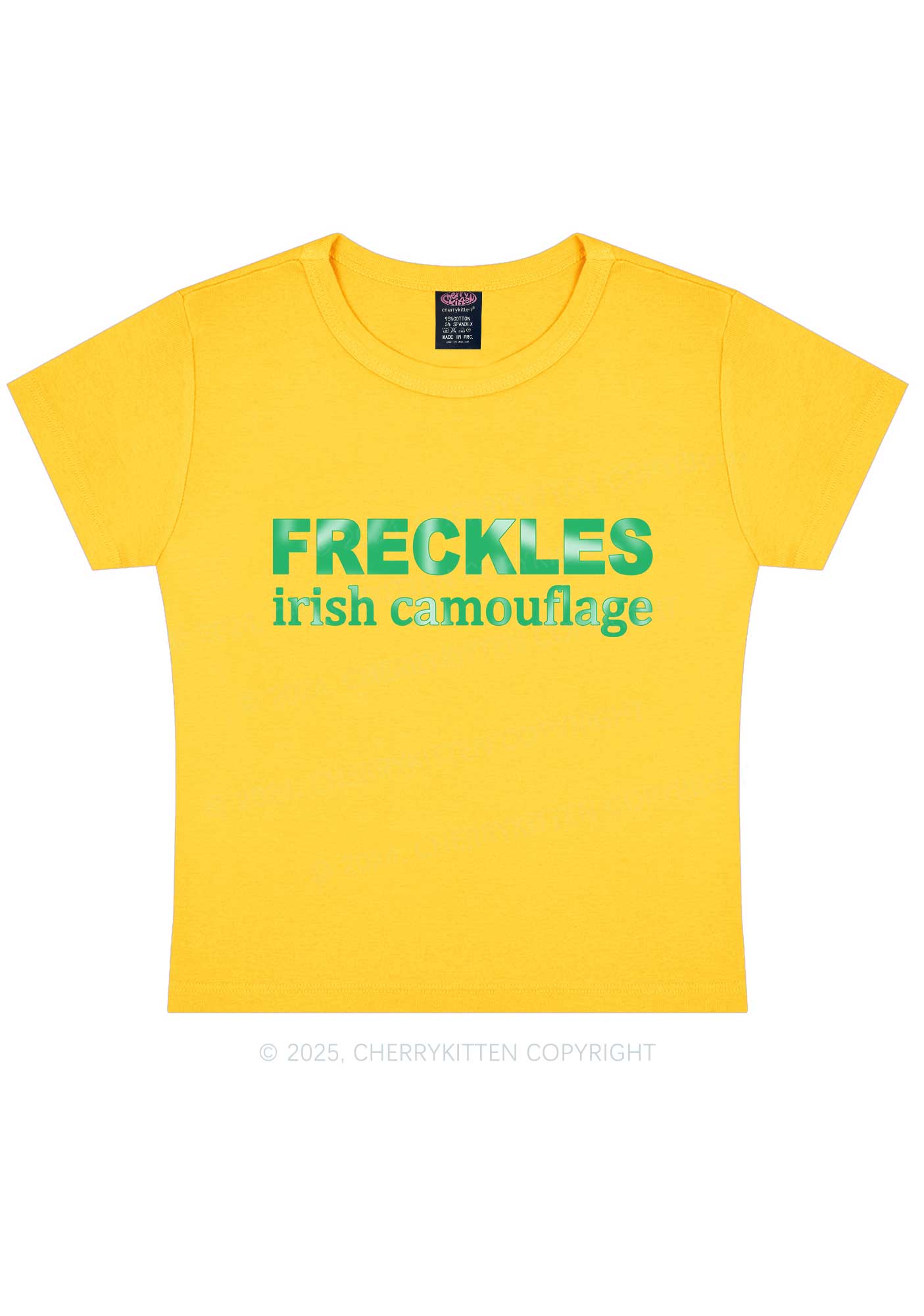 Freckles Irish Camouflage St Patricks Y2K Baby Tee Cherrykitten