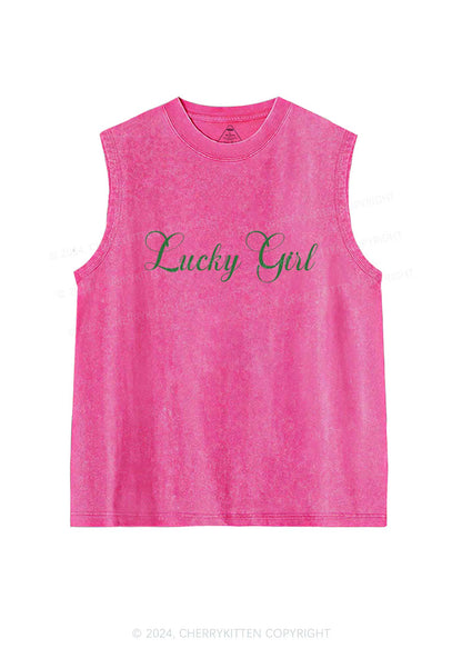 Lucky Girl St Patricks Y2K Washed Tank Cherrykitten