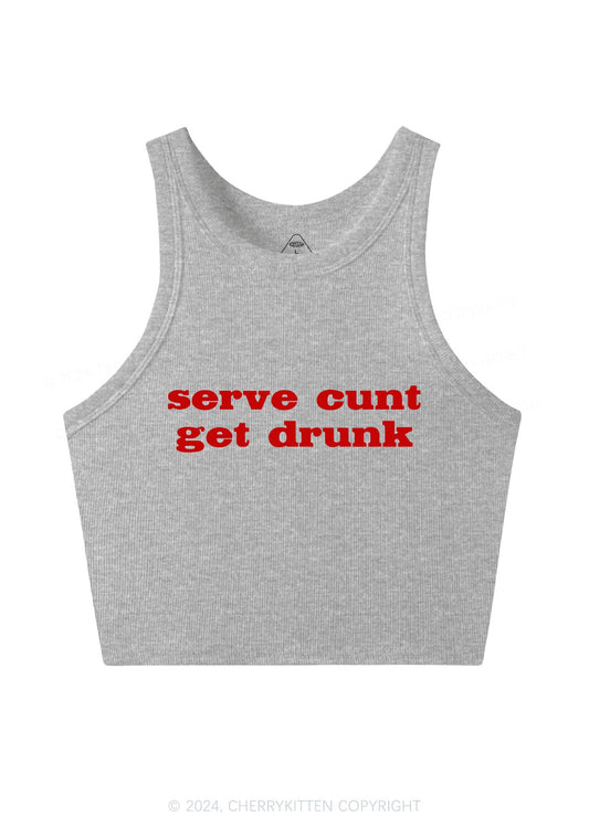 Serve Cxxt Get Drunk Y2K Crop Tank Top Cherrykitten