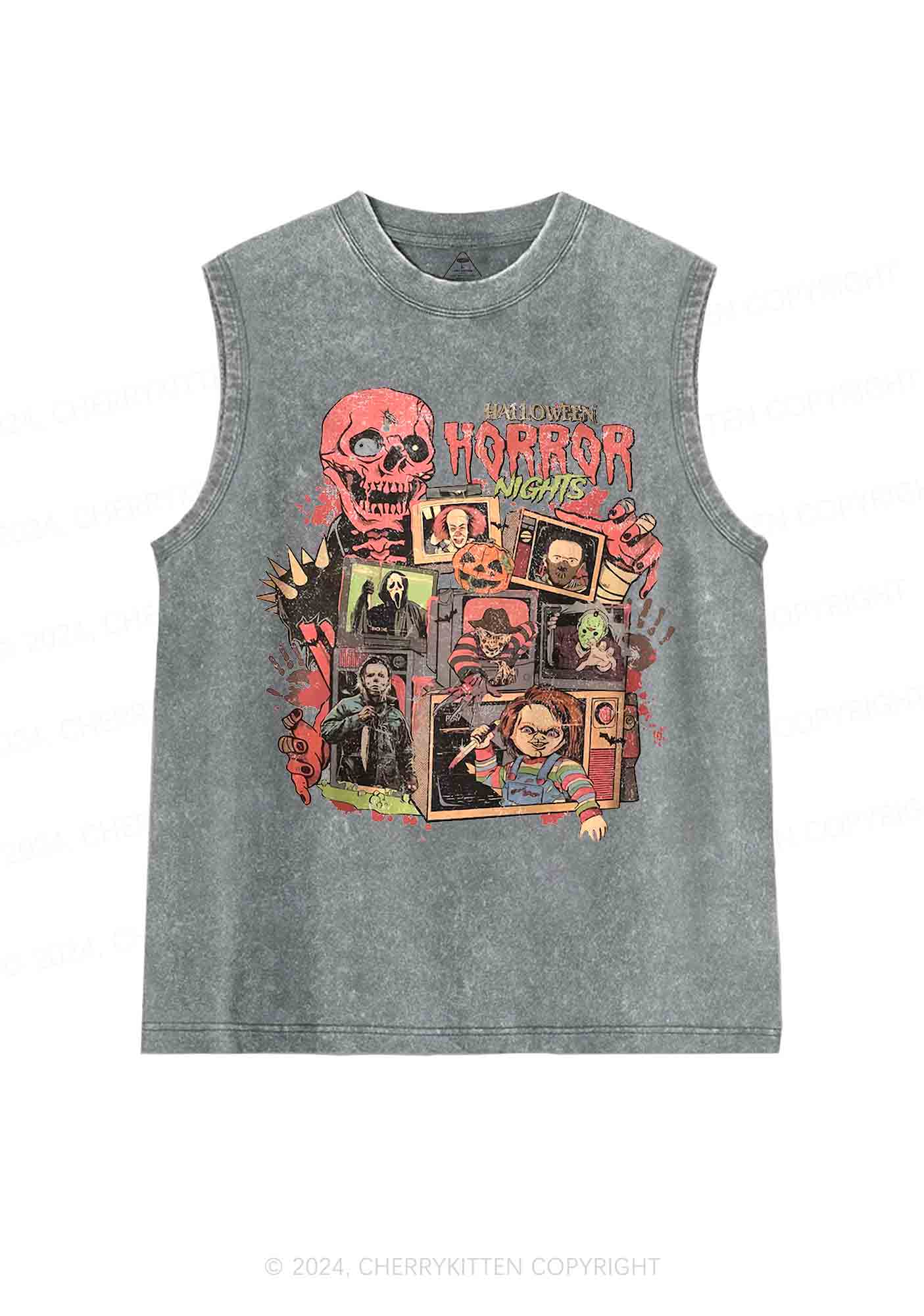 Halloween Horror Movies Characters Y2K Washed Tank Cherrykitten