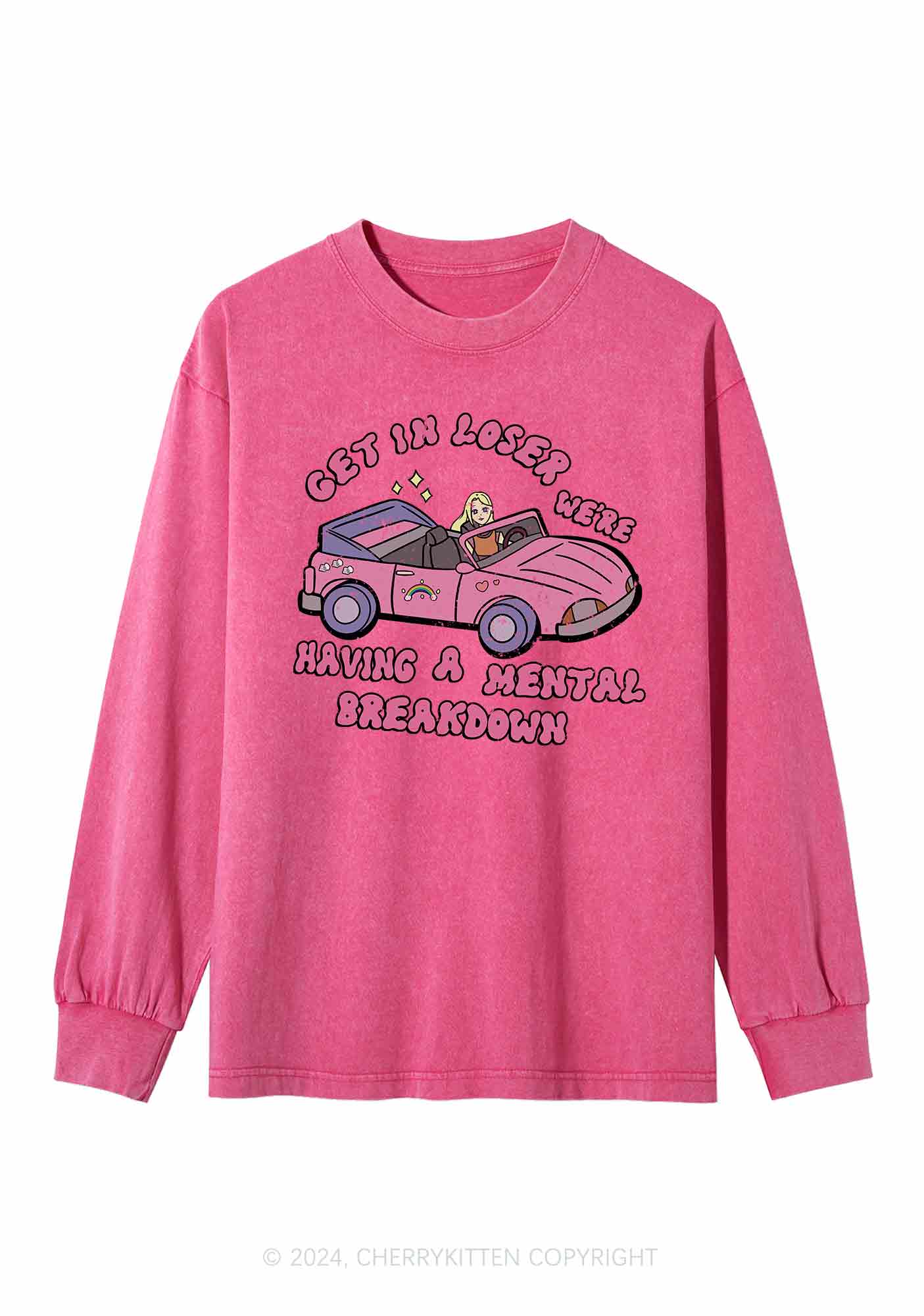 Get In The Car Y2K Washed Long Sleeves Cherrykitten