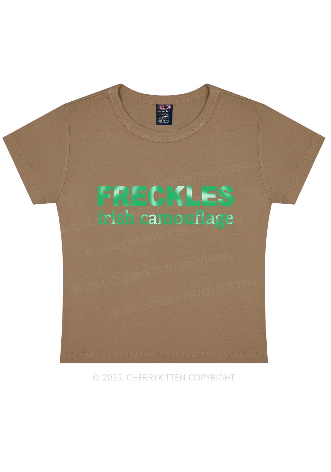 Freckles Irish Camouflage St Patricks Y2K Baby Tee Cherrykitten