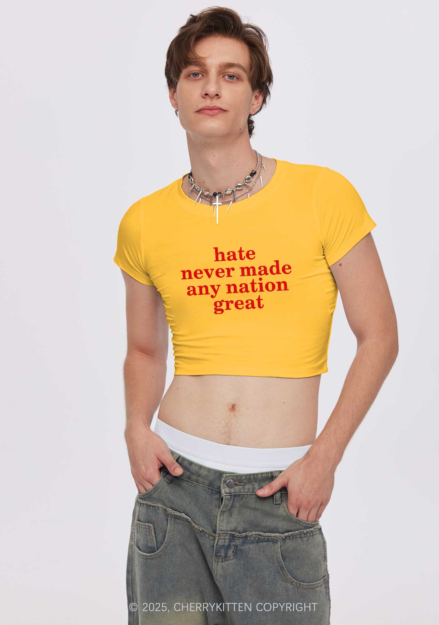 Hate Never Made Nation Great Y2K Baby Tee Cherrykitten