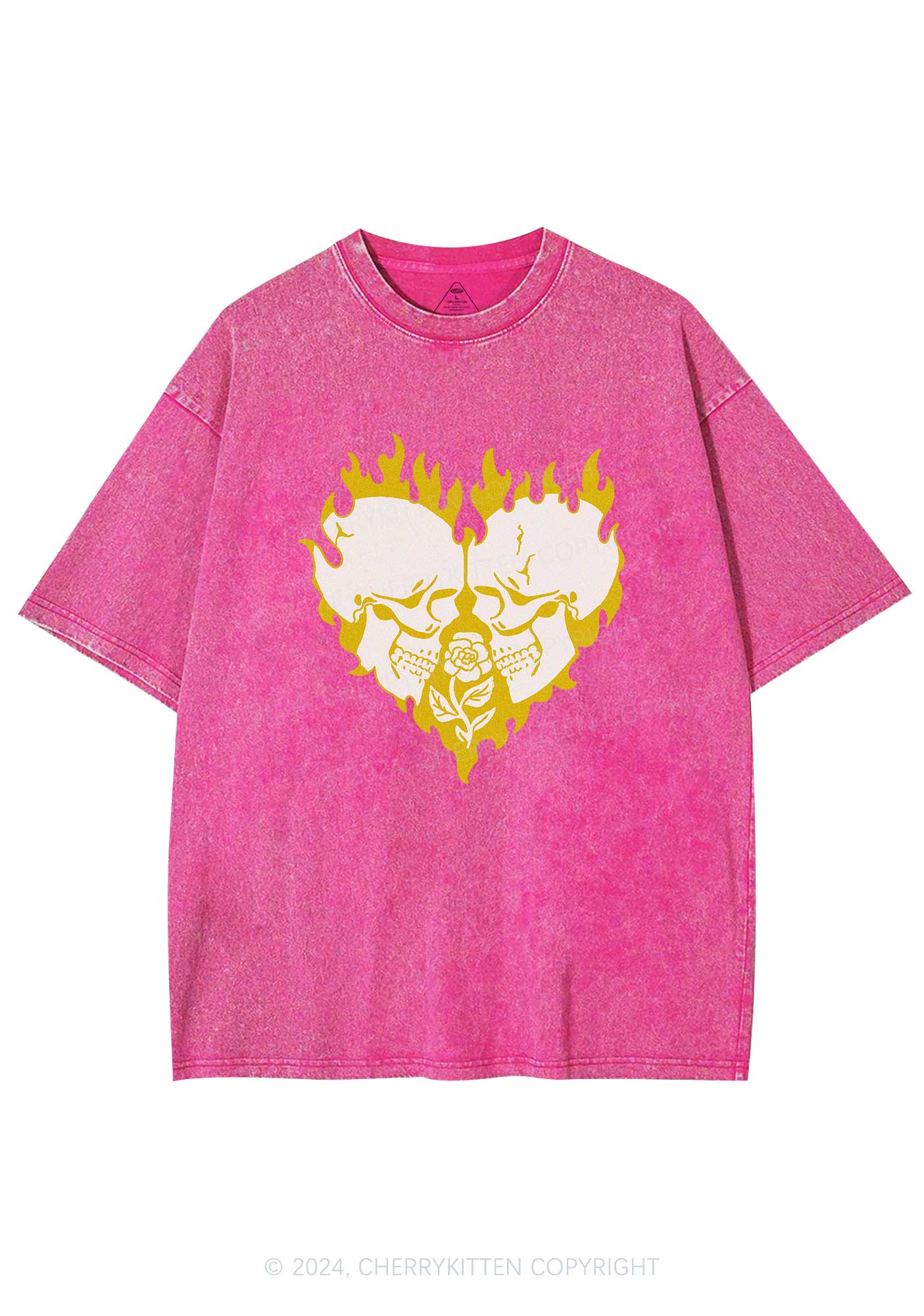 Heart Skull Y2K Valentine's Day Washed Tee Cherrykitten