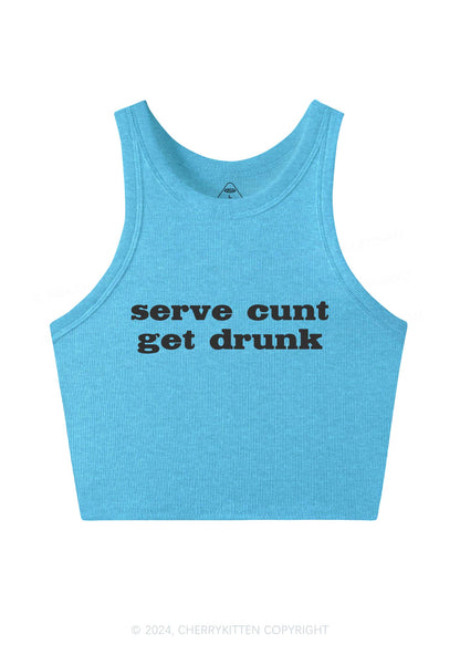 Serve Cxxt Get Drunk Y2K Crop Tank Top Cherrykitten