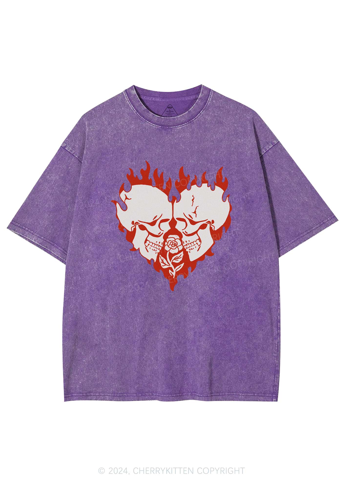 Heart Skull Y2K Valentine's Day Washed Tee Cherrykitten