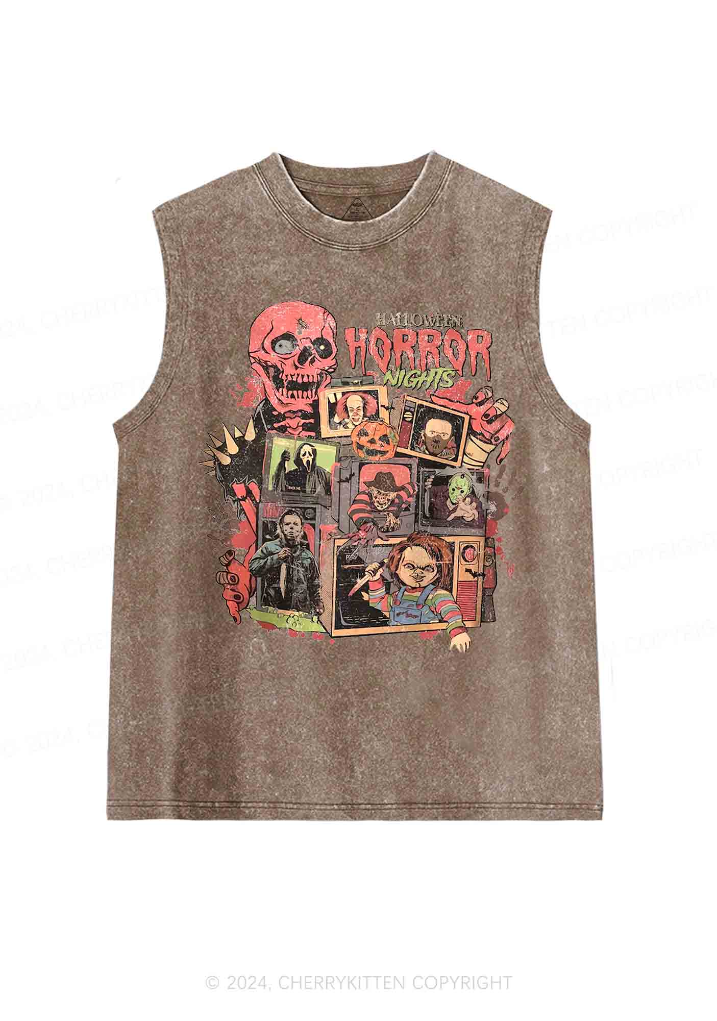 Halloween Horror Movies Characters Y2K Washed Tank Cherrykitten