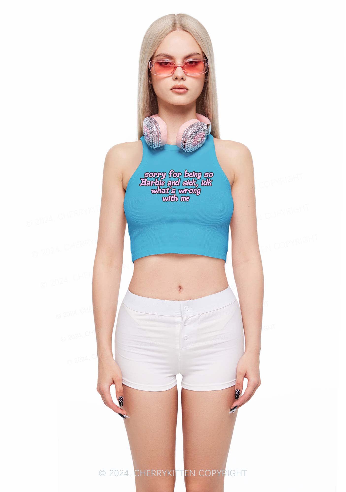 Sorry For Being So Sick Y2K Crop Tank Top Cherrykitten