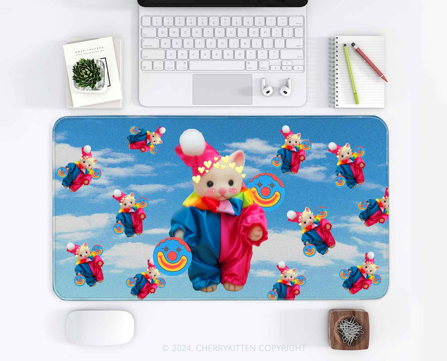 Chat Clown Y2K Desk Mat Cherrykitten