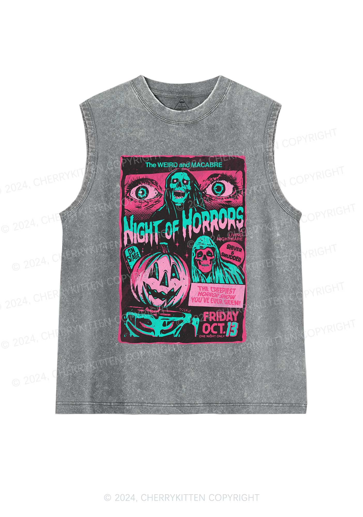 Halloween Nights Of Horrors Y2K Washed Tank Cherrykitten