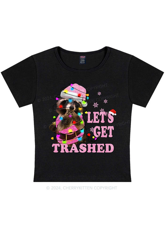 Christmas Let's Get Trashed Y2K Baby Tee Cherrykitten