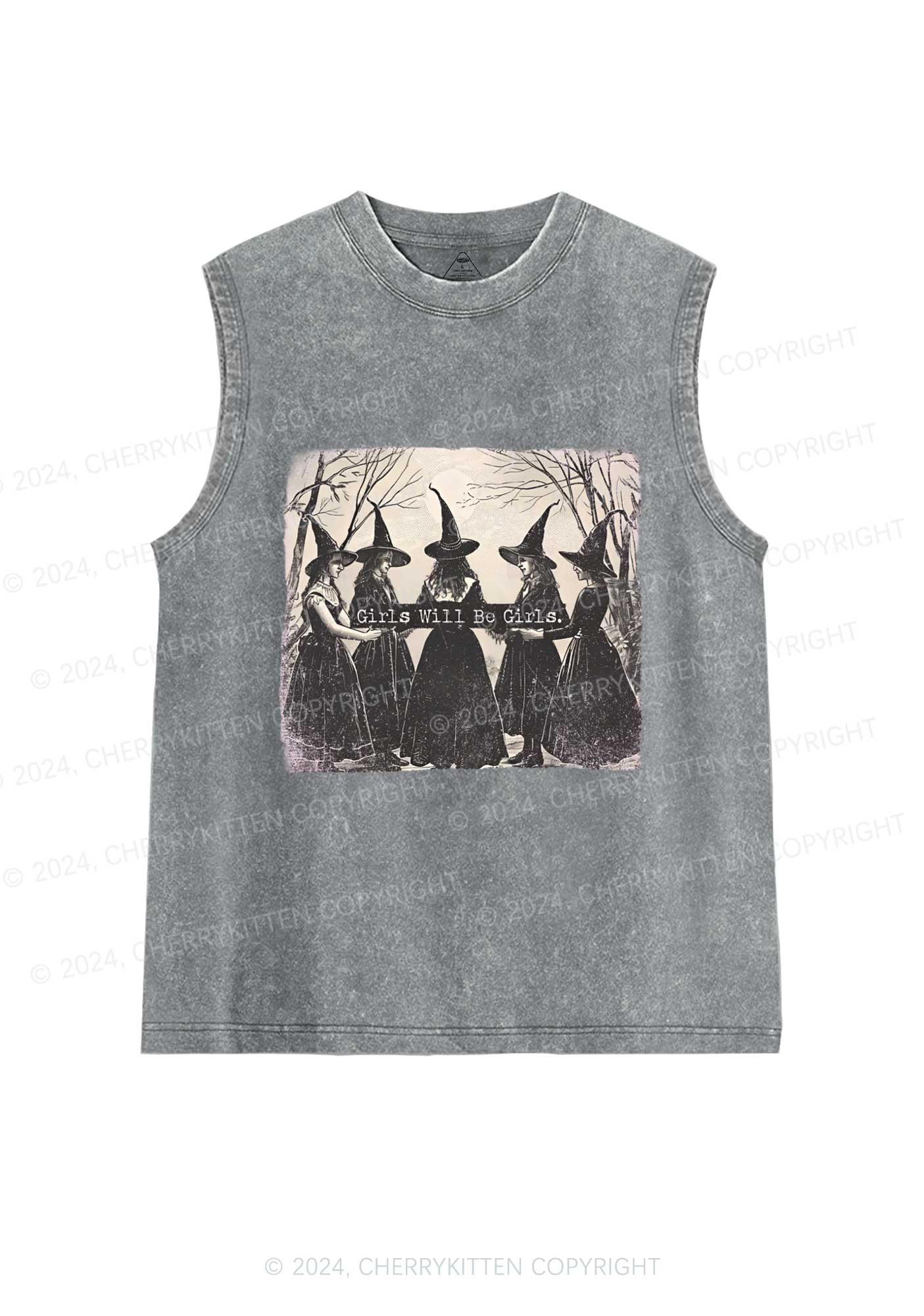 Halloween Girls Will Be Girls Y2K Washed Tank Cherrykitten