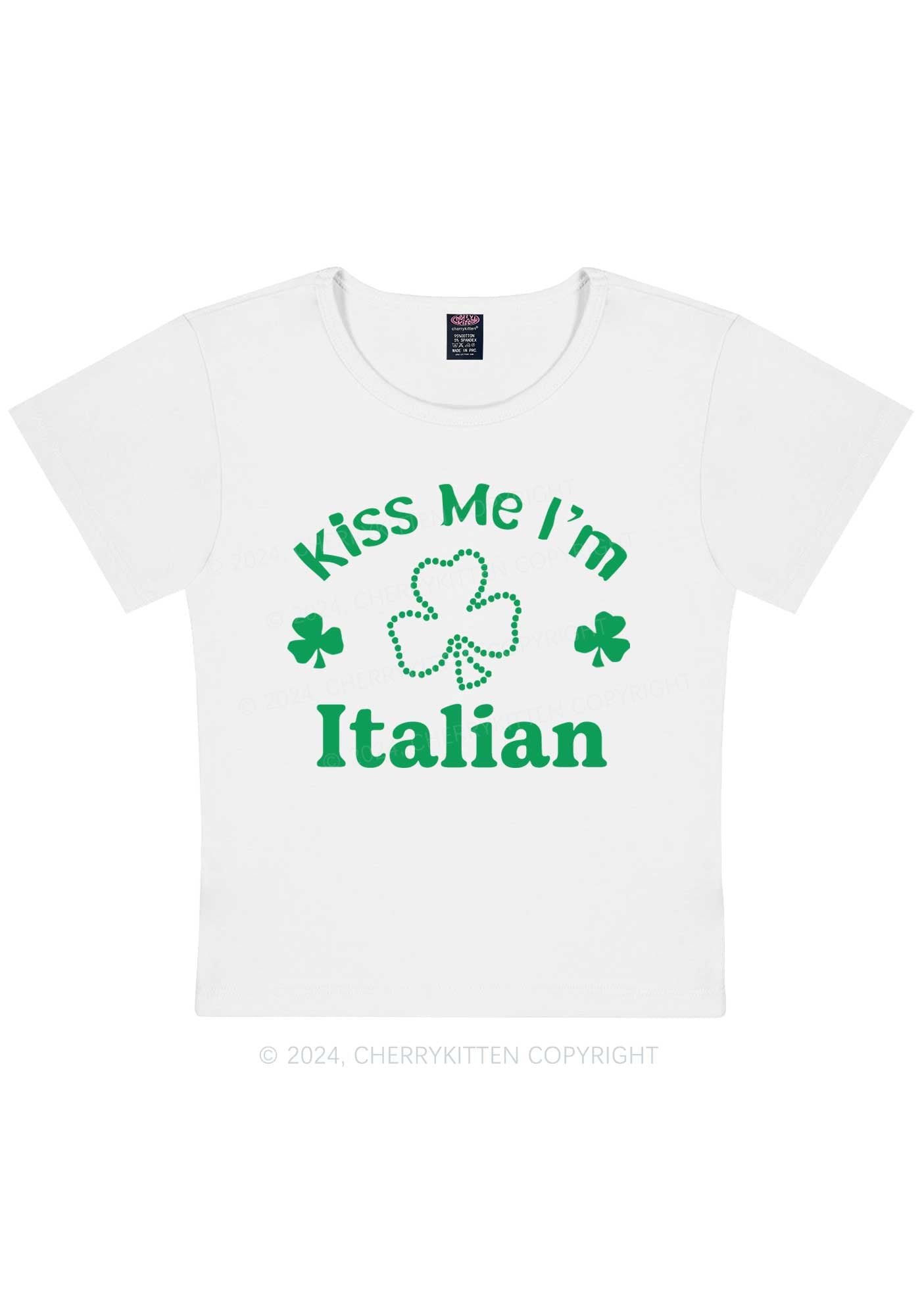 Kiss Me Im Italian St Patricks Y2K Baby Tee Cherrykitten