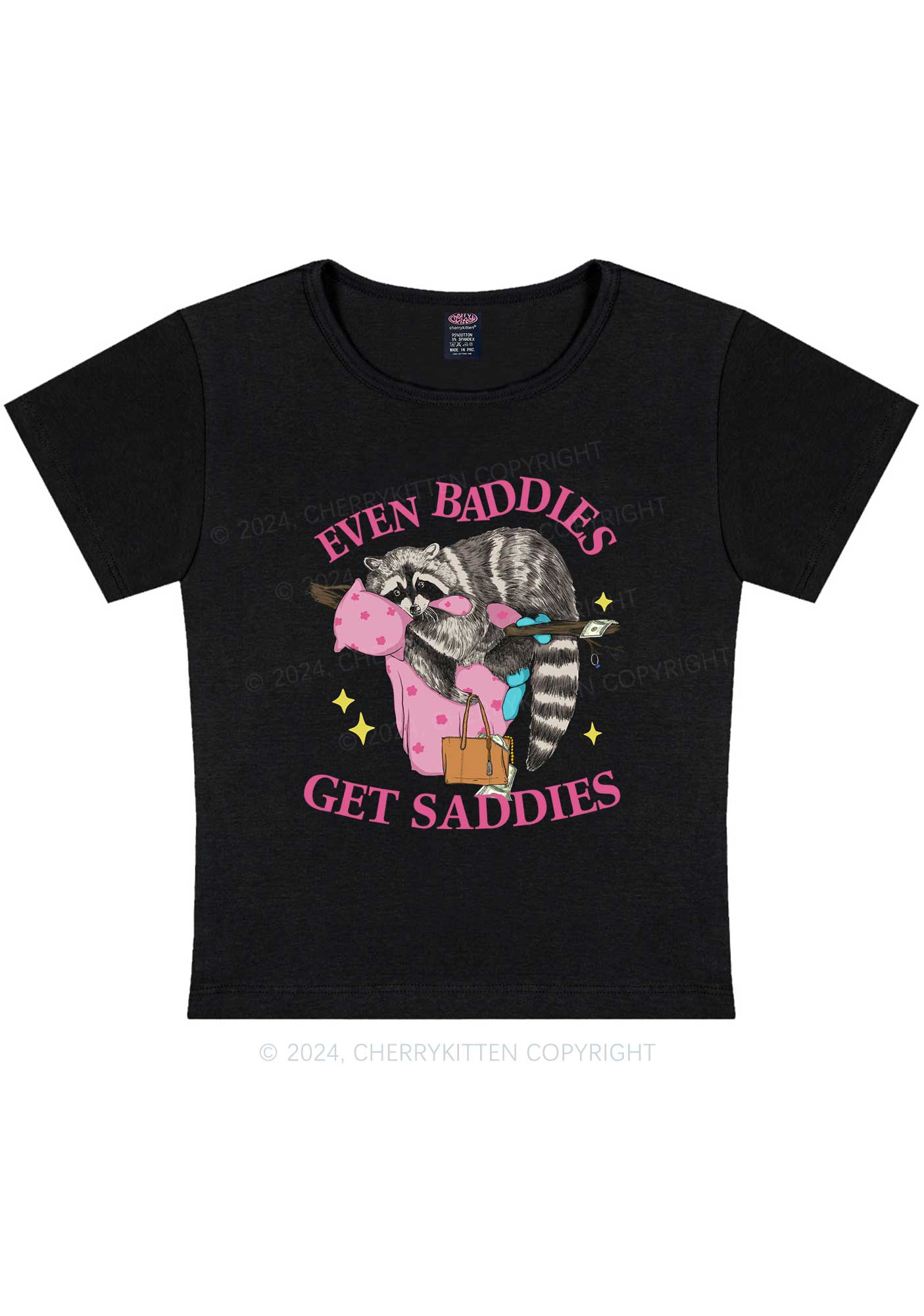 Baddies Get Saddies Y2K Baby Tee Cherrykitten