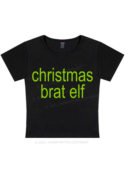 Christmas Brat Elf Y2K Baby Tee Cherrykitten