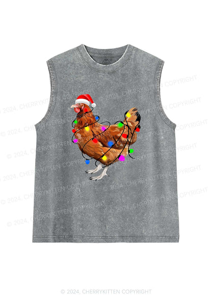 Christmas Hen Y2K Washed Tank Cherrykitten