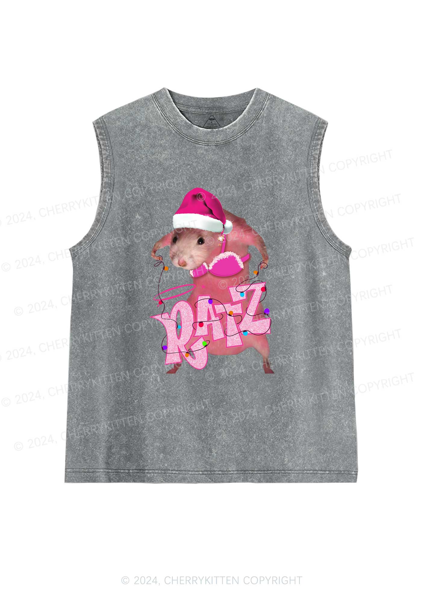 Christmas Ratz Y2K Washed Tank Cherrykitten