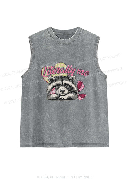 Literally Me Raccoon Y2K Washed Tank Cherrykitten