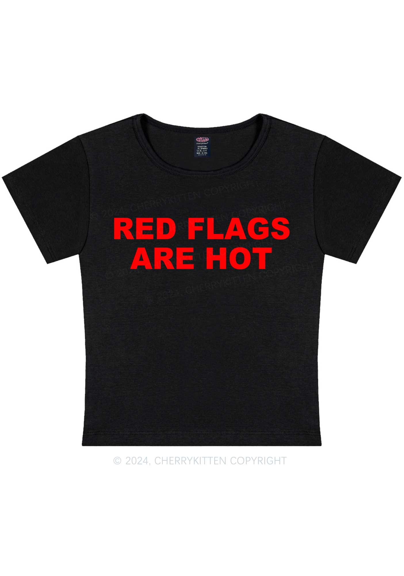 Red Flags Are Hot Y2K Baby Tee Cherrykitten