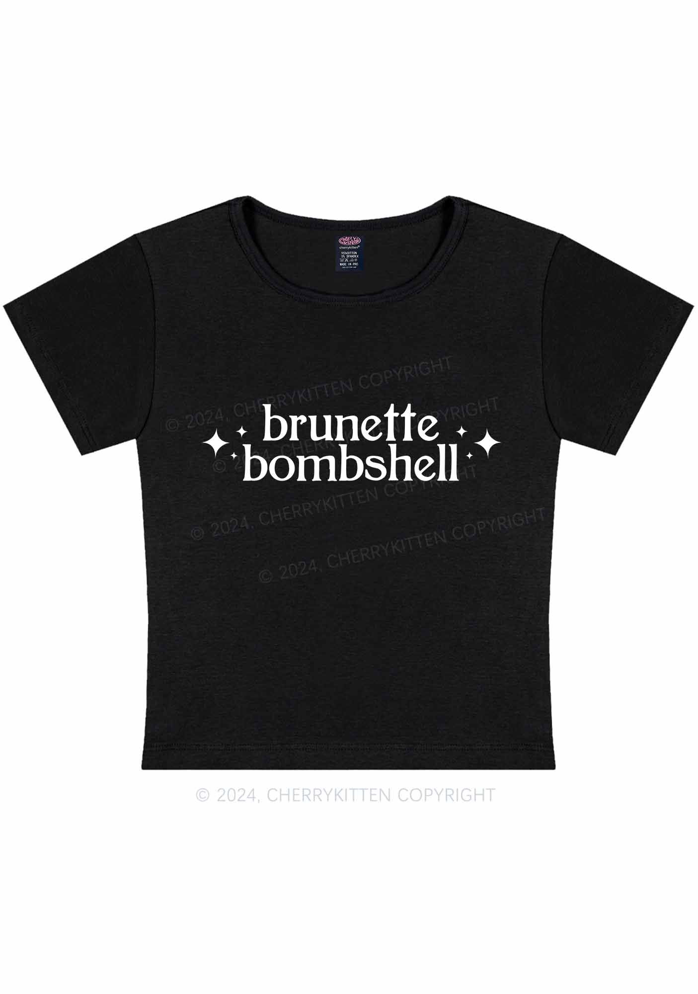 Brunette Bombshell Y2K Baby Tee Cherrykitten