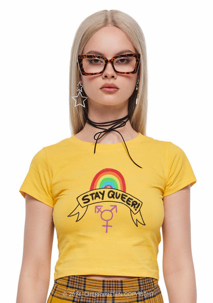 Stay Queer Y2K Baby Tee Cherrykitten