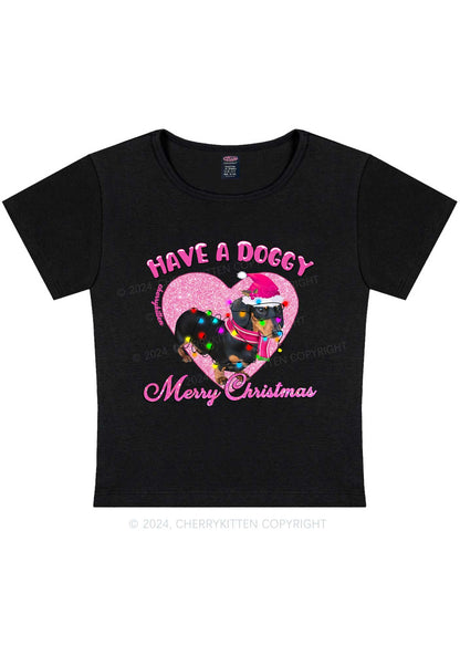 Have A Doggy Christmas Y2K Baby Tee Cherrykitten