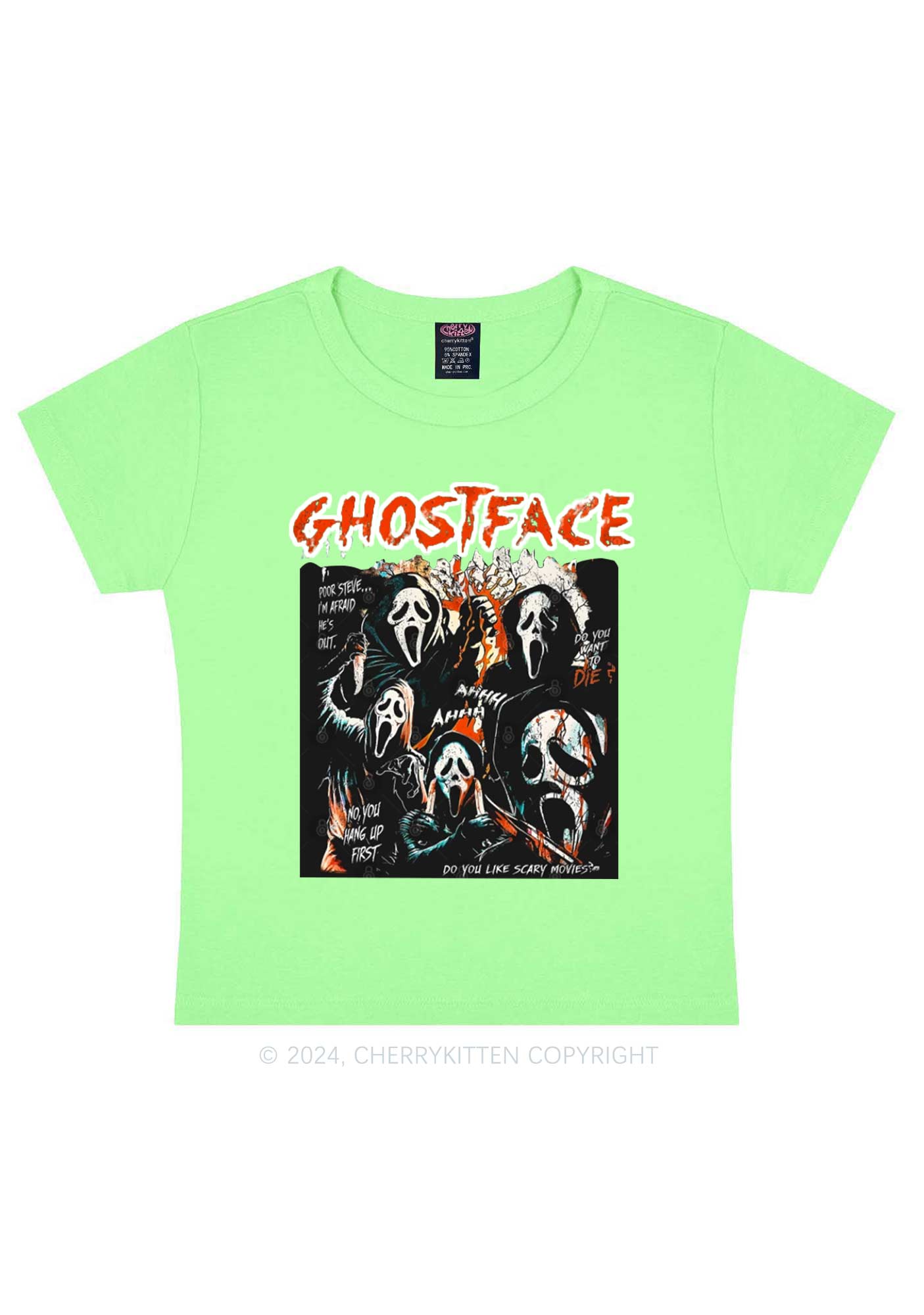 Halloween Scream Ghost Y2K Baby Tee Cherrykitten