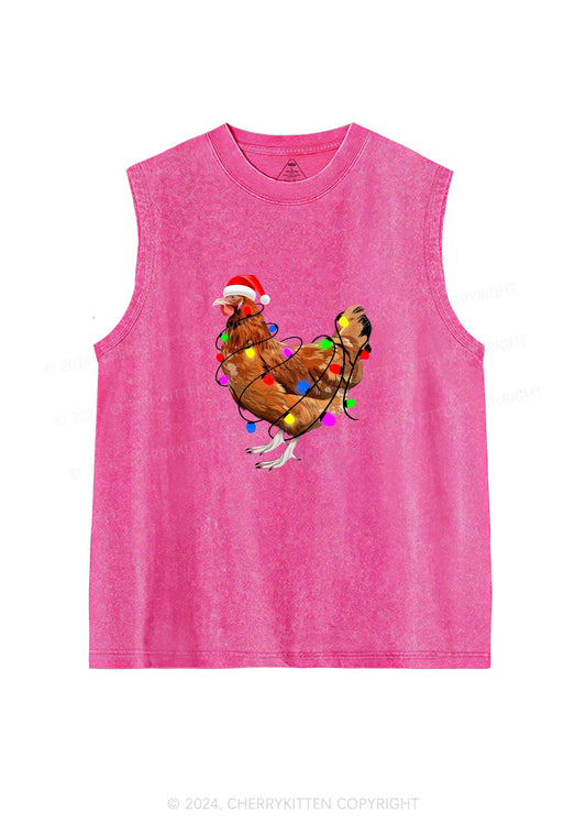 Christmas Hen Y2K Washed Tank Cherrykitten