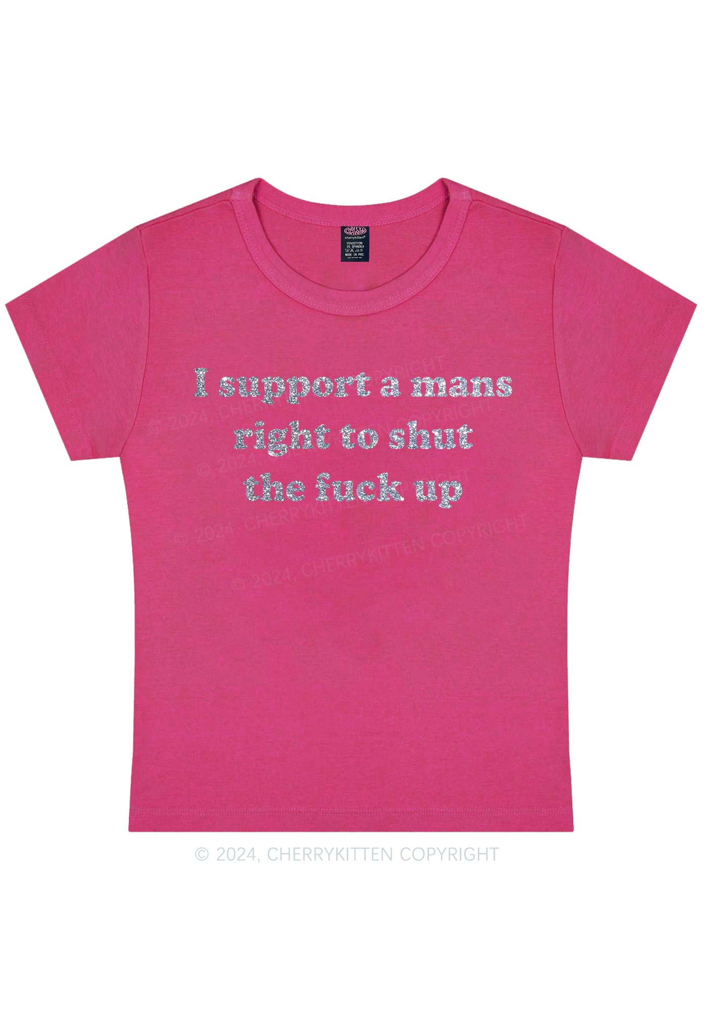 Glitter I Support A Mans Right Y2K Baby Tee Cherrykitten