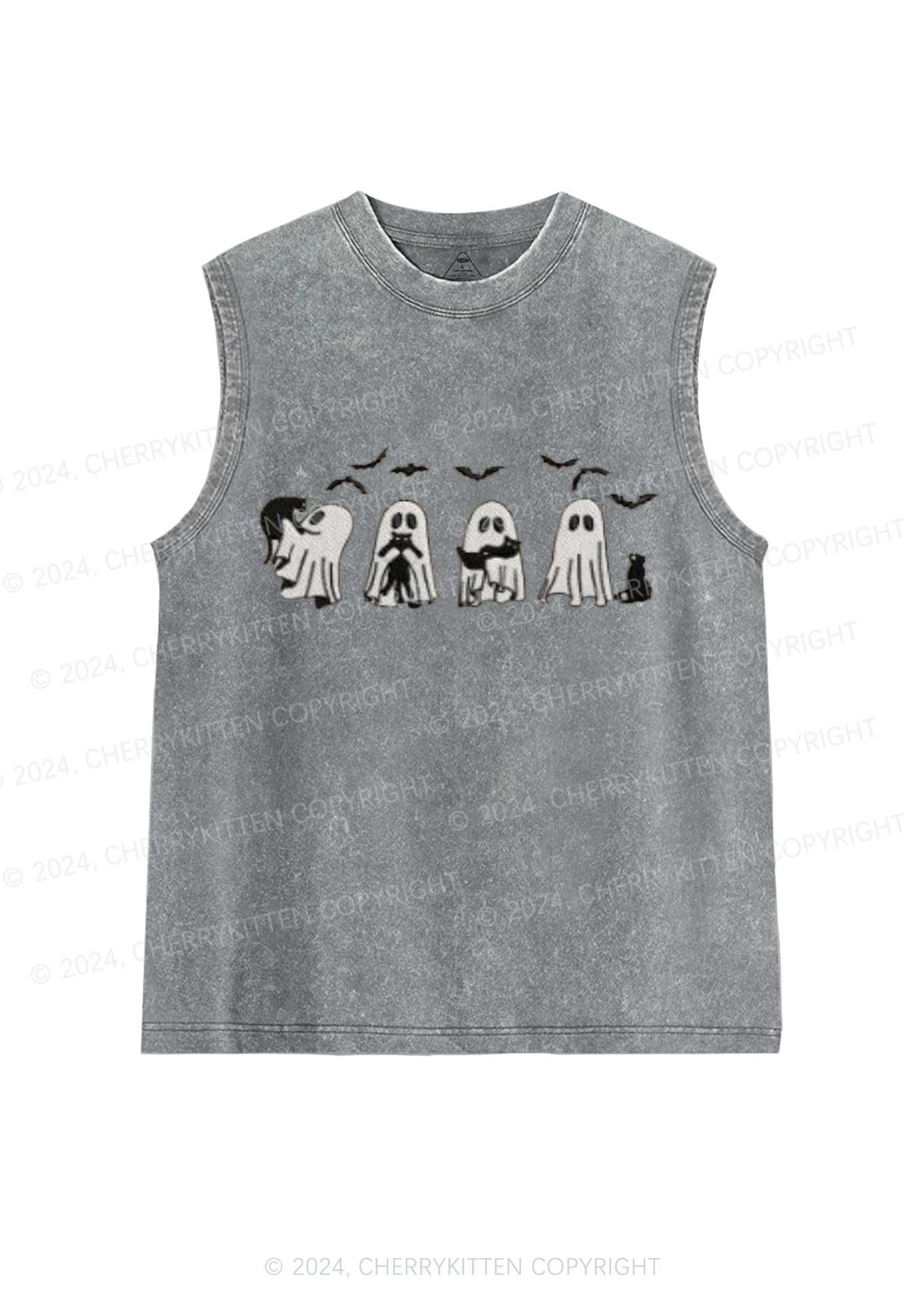 Halloween Ghost Cat Y2K Washed Tank Cherrykitten