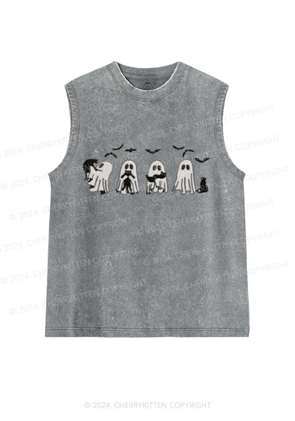 Halloween Ghost Cat Y2K Washed Tank Cherrykitten