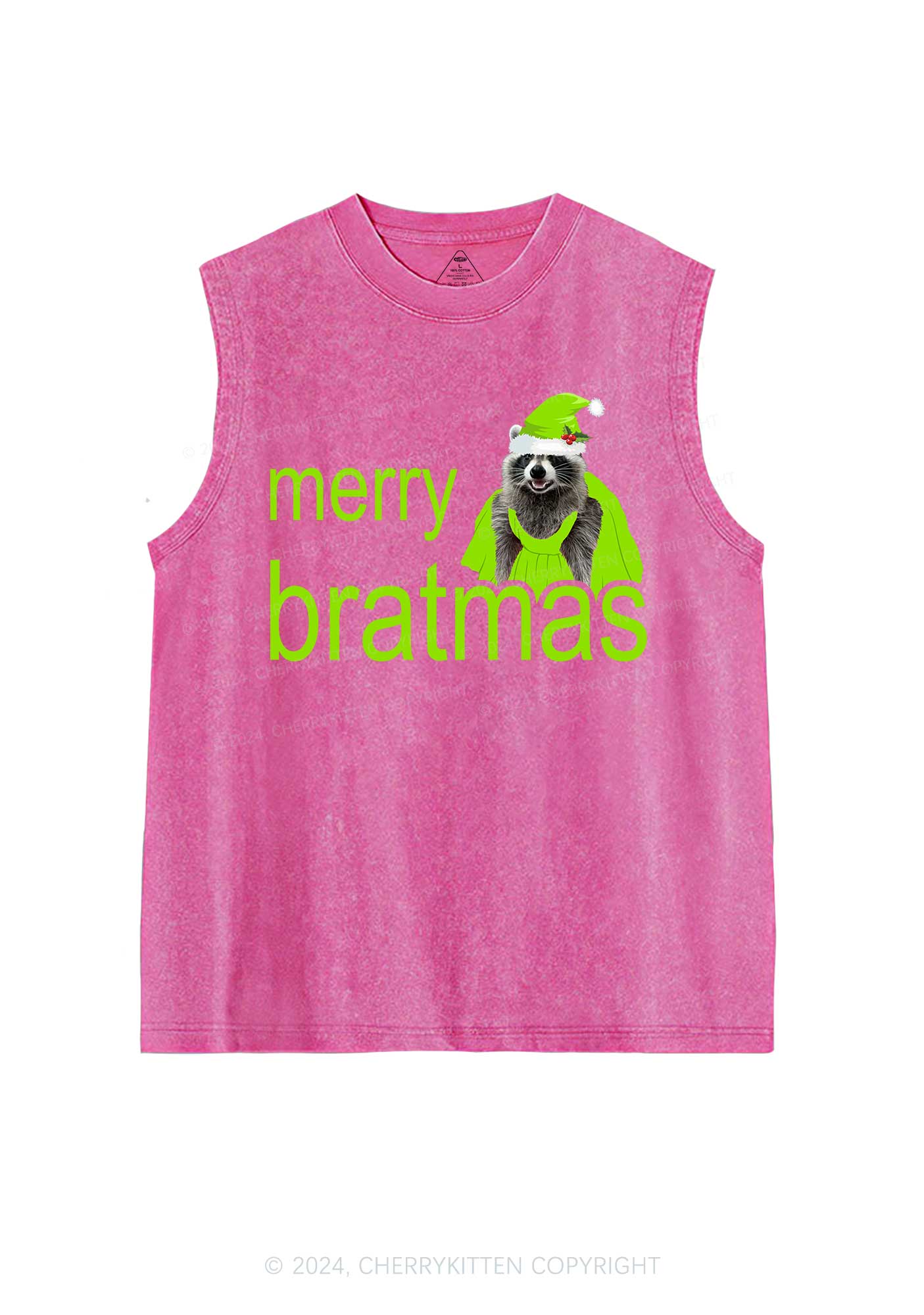 Christmas Merry Bratmas Y2K Washed Tank Cherrykitten