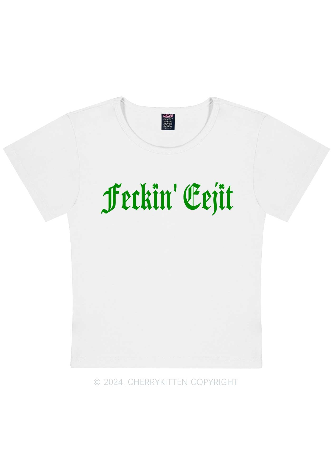 Feckin Eejit St Patricks Y2K Baby Tee Cherrykitten