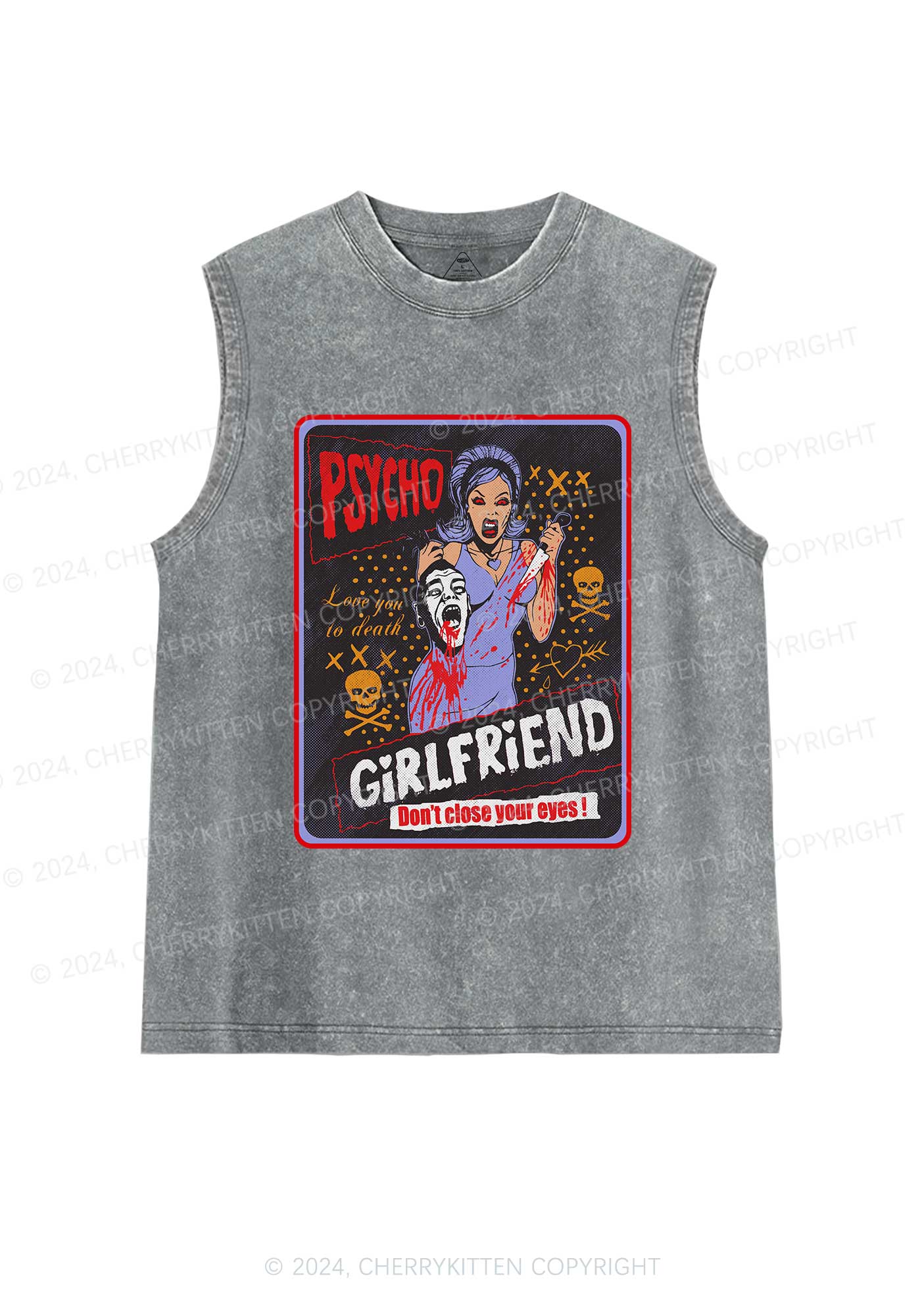 Halloween Psycho Girlfriend Y2K Washed Tank Cherrykitten