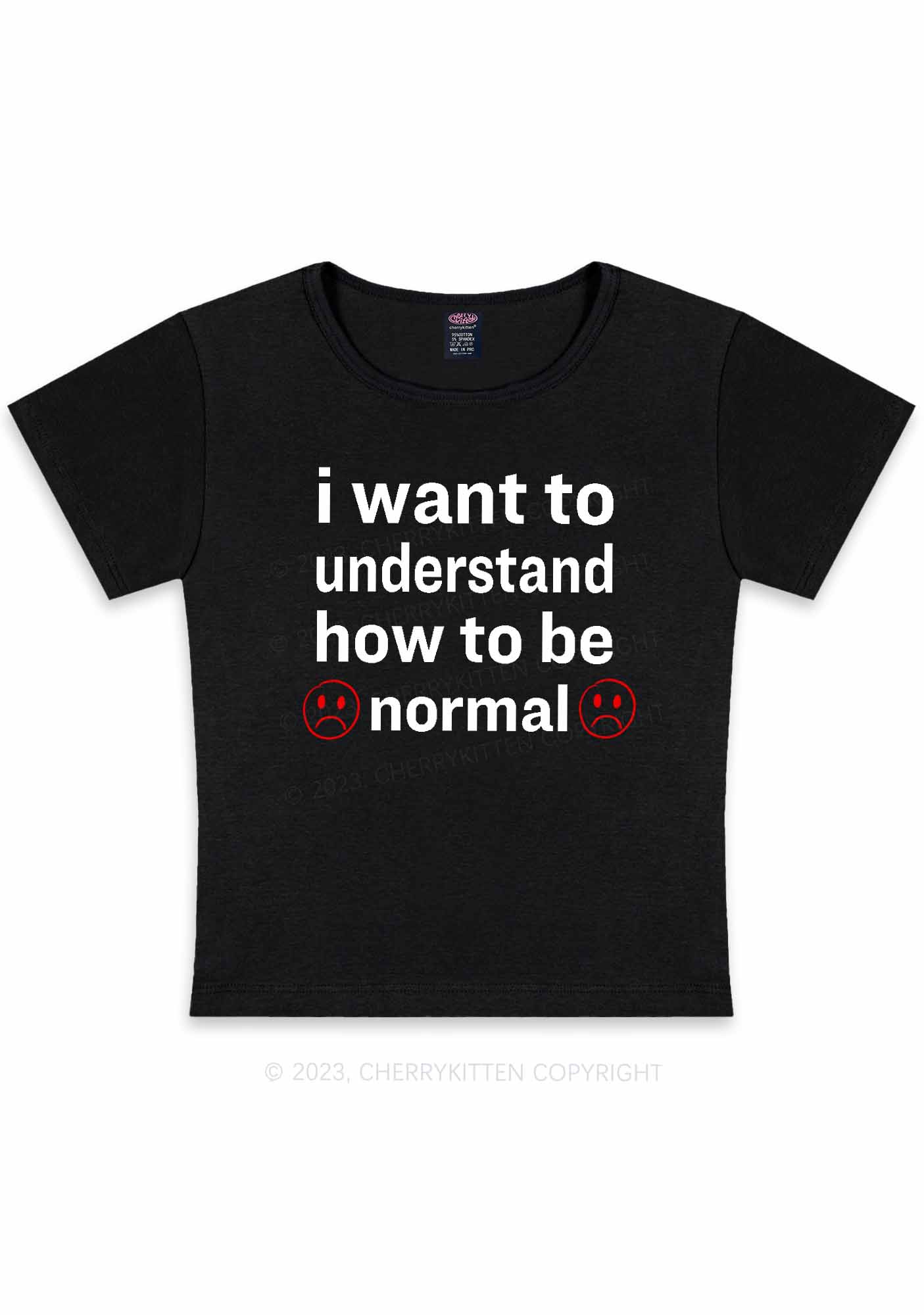 Curvy How To Be Normal Y2K Baby Tee Cherrykitten