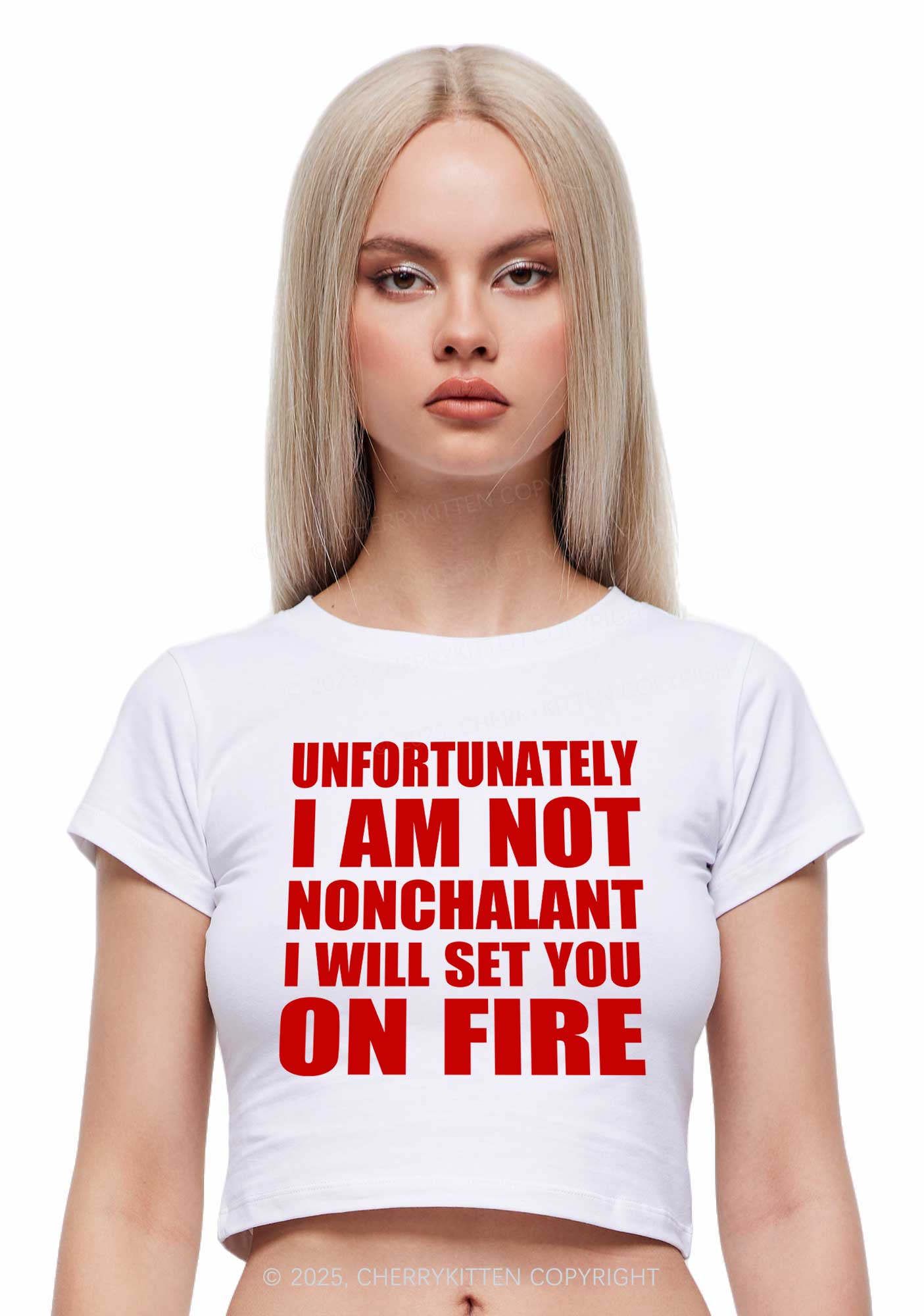 I Am Not On Fire Y2K Baby Tee Cherrykitten