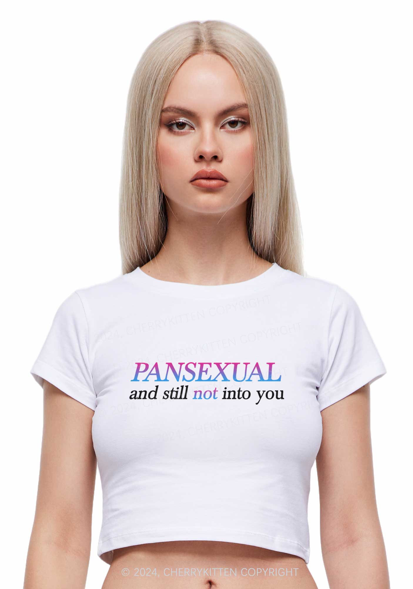 Pansexual Still Not Into You Y2K Baby Tee Cherrykitten